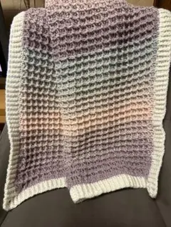 ワッフル編み グラデーションブランケット