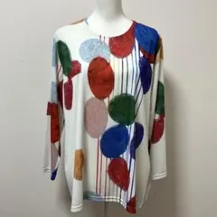 タグ付き　Sanaya アート　カットソー　大人　柄　春　夏　ゆったり　上品