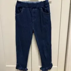 プティマイン★ダークブルー フリル裾パンツ 130