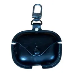 AirPods Proケース黒いレザーイヤホンケース フック付き