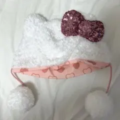 ハローキティ ユニバ ファンキャップ USJ 白 ピンク　スパンコール