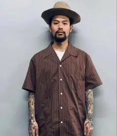WACKO MARIA PINSTRIPE OPEN COLLAR SHIRTのサムネイル