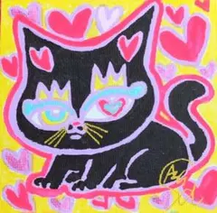 검은 고양이 미니 캔버스 회화 일러스트 고양이 그림 인테리어 아트 고양이 고양이 그림