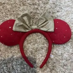 ミニーちゃん　カチューシャ 赤 ゴールドリボン