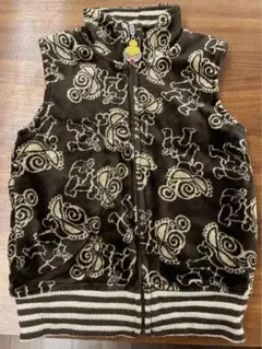 【中古品】ヒスミニ　ベロア　ラメ　総柄ミニちゃん　ベスト　100