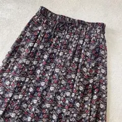 花柄　フレアロングスカート　ブラック　総ゴム　ライトオン　Right-on