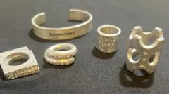 シルバー 調 リング バングル アルミニウム製 6点セット