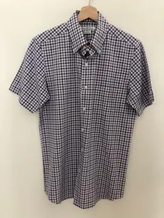 極美品 L ユナイテッドアローズ GLR ボタンダウン シャツ 半袖 チェック