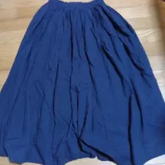 コットン100% ネイビー フレアロングスカート