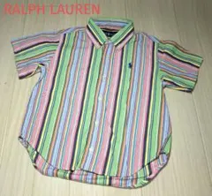 RALPH LAUREN ラルフローレン　ストライプシャツ　100 　ロゴ