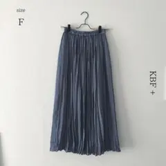 【KBF +】プリーツスカート【F】ブルーグリーン ロングスカート