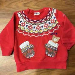 HOTBISCUITS ミキハウス　ベビー 赤いトレーナー 80cm