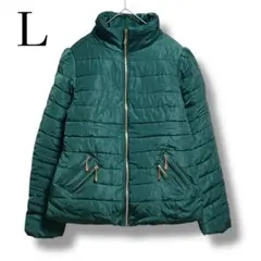 グリーン 新品タグ付き 中綿ジャケット コート 秋冬アウター 防寒 体型カバー