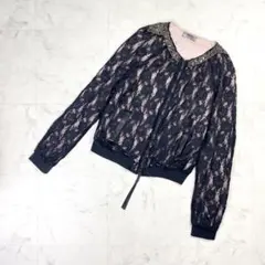 DIESEL ビーズ刺繍 花柄レースジップジャケット 長袖 黒 XL*LD155のサムネイル
