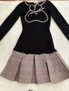 darich ダーリッチ ポイントチェックニットミニワンピース