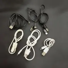 USBケーブル 6本セット ホワイト ブラック