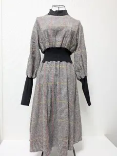 チェック 長袖 ワンピース 韓国系 Zoe Jenko フリーサイズ