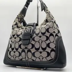 【極美品】コーチ ワンショルダー 肩掛け ソーホー シグネチャー ブラック