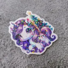 ユニコーン クリスマス ステッカー キラキラ ホログラム