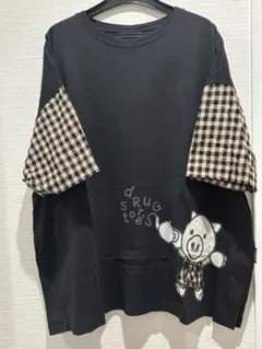ドラッグストアーズ♡お袖がギンガムチェック♡半袖Tシャツ