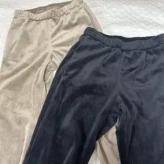 GUヌクヌクニットコールフレアパンツ　130 140 オリーブ　ブラック