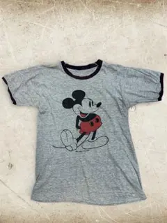 【最終値下げ70s ヴィンテージ ミッキー霜降りグレー リンガーT