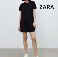 美品★ZARA ザラ★ブラック ツイードミニワンピース L