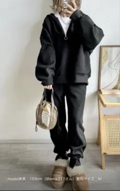 amely ワッフルハーフジップ セットアップ