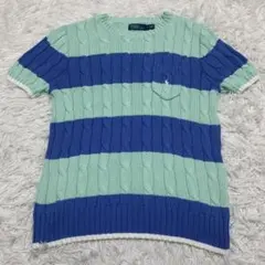 ポロラルフローレン 半袖ニット ボーダー バイカラー ケーブルニット
