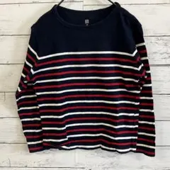 UNIQLO✨Tシャツ【120】ボーダー　クルーネック　ロンT ネイビー