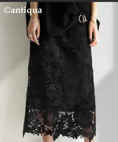 【美品】antiqua アンティカ　花柄　コットンレーススカートのサムネイル