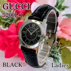 良品 GUCCIレディース腕時計5200L.1ブラック高級感 新品電池交換済みのサムネイル