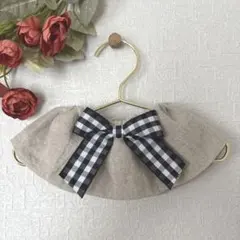 【ハンドメイド】ペット用フリルスタイ　ペットビブ　18-22センチ程度