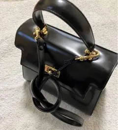 milaschonミラショーンターンロックレザー2wayバッグブラックフォーマル