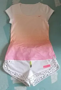 Nike テニスウェア Tシャツ & Puma ショートパンツ