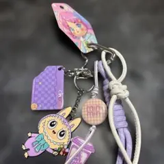 キャラクター ストラップ 紫色 チャーム付き