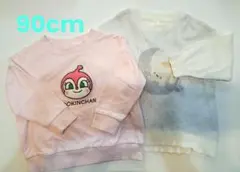 ドキンちゃん　さがら刺繍 ピンク トレーナー 90cm クマ　コトリ　バースデー