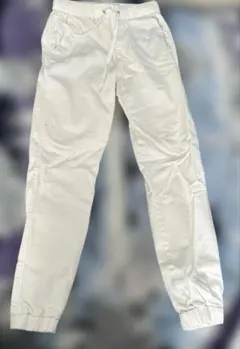 未使用　UNIQLO ジョガーパンツ　コットン　ホワイト　S　ホワイトデニム