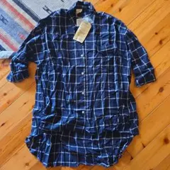 新品　dgy ネイビー チェックシャツ ワンピース？