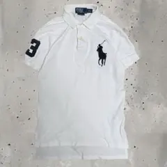 90s ポロラルフローレン ポロシャツ 半袖 ビッグポニー 刺繍 ホワイト