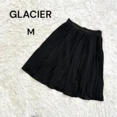 【グラシア】M レディース　プリーツスカート　膝丈　裏地あり　ブラック