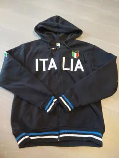 ITALIA ジップアップパーカー ブラック L
