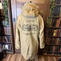 バックプリント モッズコート ベージュ ファー付き