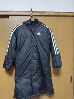adidas フード付きダウンコート J130 黒　ベンチコート
