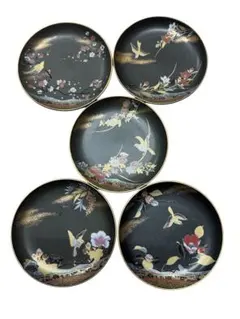 京塗り 絵替わり 4点セット 銘々皿 永楽 尾形光琳 琳派 アンティーク
