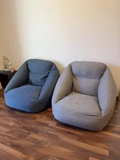 【2点セット】無印良品 空気でできたソファ　ブルー&グレー