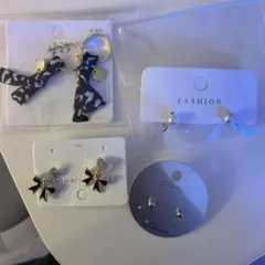 リボンとパールのピアスセット