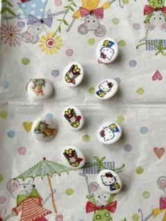 昭和レトロ　キティちゃん　パティ　ピーターラビット　ボタン