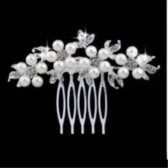 髪飾り ホワイト パール シルバー コーム かんざし 結婚式　 和装 花 着物