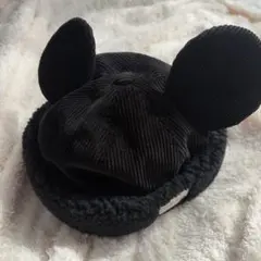 ディズニーランド　ボア　帽子　ミッキー　耳付き　黒　TDL TDS